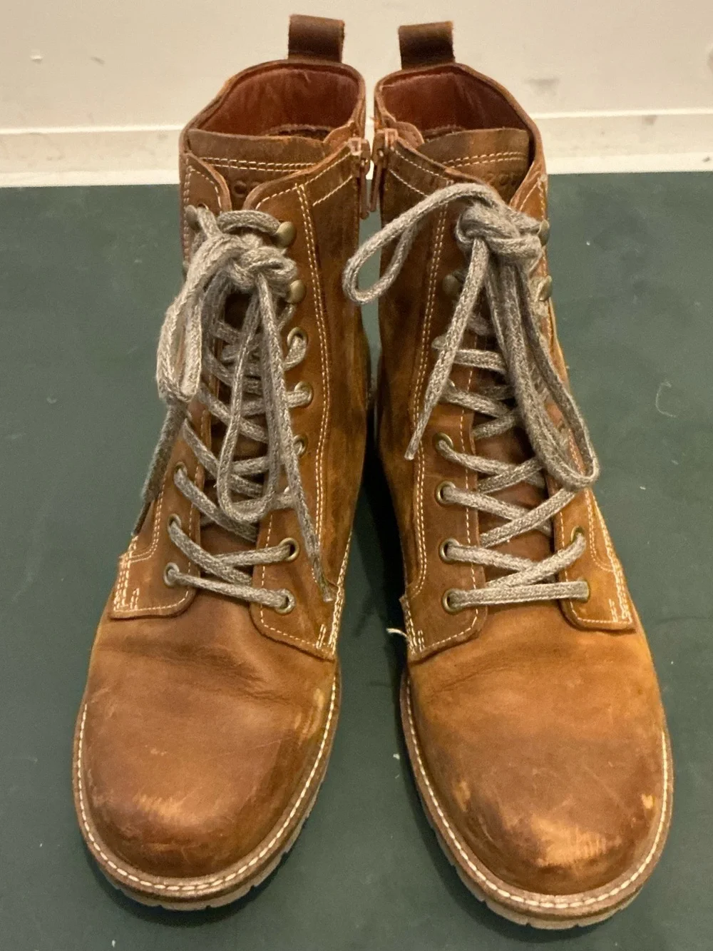 Ecco Men's Tan Brown Leather Lace-Up Ankle Boots
